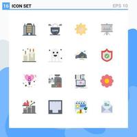 Set of 16 Modern UI Icons Symbols Signs for relax candles setting beauty graph Editable Pack of Creative Vector Design Elements