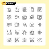 25 Creative Icons for Modern website design and responsive mobile apps 25 Outline Symbols Signs on White Background 25 Icon Pack vector