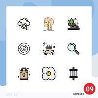 Universal Icon Symbols Group of 9 Modern Filledline Flat Colors of asset labyrinth knowledge circle maze lotus Editable Vector Design Elements