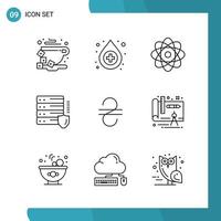 Vector Pack of 9 Outline Symbols Line Style Icon Set on White Background for Web and Mobile