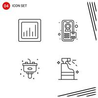 Collection of 4 Vector Icons in Line style Pixle Perfect Outline Symbols for Web and Mobile Line Icon Signs on White Background 4 Icons