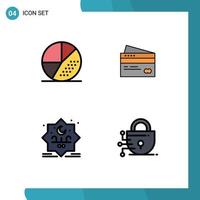 Editable Vector Line Pack of 4 Simple Filledline Flat Colors of engine credit search banking money Editable Vector Design Elements