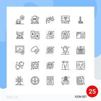 25 User Interface Line Pack of modern Signs and Symbols of hook construction eye building page Editable Vector Design Elements