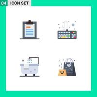 Group of 4 Flat Icons Signs and Symbols for clipboard bathroom page hardware shower Editable Vector Design Elements