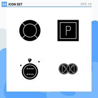 Modern 4 solid style icons Glyph Symbols for general use Creative Solid Icon Sign Isolated on White Background 4 Icons Pack vector