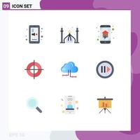 9 Universal Flat Color Signs Symbols of cloud gun eid goal home wifi Editable Vector Design Elements