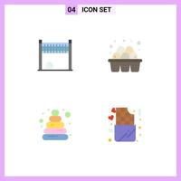 Set of 4 Modern UI Icons Symbols Signs for game pyramid volleyball food chocolate Editable Vector Design Elements