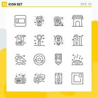 Collection of 16 Universal Line Icons Icon Set for Web and Mobile vector