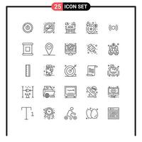 Mobile Interface Line Set of 25 Pictograms of ui essential chair basic customer Editable Vector Design Elements