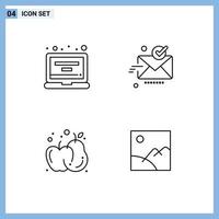 4 Universal Line Signs Symbols of account agriculture profile sent apple Editable Vector Design Elements