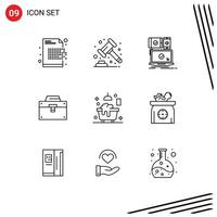 Stock Vector Icon Pack of 9 Line Signs and Symbols for material box banking bag responsive Editable Vector Design Elements