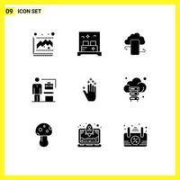 Pictogram Set of 9 Simple Solid Glyphs of achieve abilities cloudstorage safety information Editable Vector Design Elements