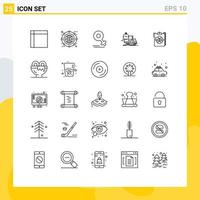 Mobile Interface Line Set of 25 Pictograms of transport time expand delivery love Editable Vector Design Elements