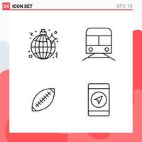 Collection of 4 Vector Icons in Line style Modern Outline Symbols for Web and Mobile Line Icon Sign Isolated on White Background 4 Icons