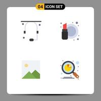 User Interface Pack of 4 Basic Flat Icons of communication image support cosmetics analysis Editable Vector Design Elements