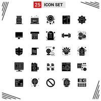 25 Icons Solid Style Grid Based Creative Glyph Symbols for Website Design Simple Solid Icon Signs Isolated on White Background 25 Icon Set vector