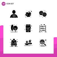 Group of 9 Solid Glyphs Signs and Symbols for farming crops food agriculture eat Editable Vector Design Elements