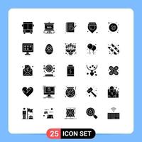 Pack of 25 creative Solid Glyphs of down supermarket board shop note book Editable Vector Design Elements