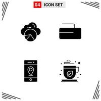 4 Icons Solid Style Grid Based Creative Glyph Symbols for Website Design Simple Solid Icon Signs Isolated on White Background 4 Icon Set vector