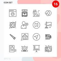 Vector Pack of 16 Icons in Line Style Creative Outline Pack isolated on White Background for Web and Mobile