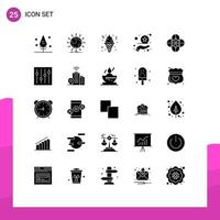 Universal Icon Symbols Group of 25 Modern Solid Glyphs of flower anemone cone rating premium Editable Vector Design Elements