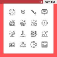 Set of 16 Commercial Outlines pack for alert board saw advertising tools Editable Vector Design Elements