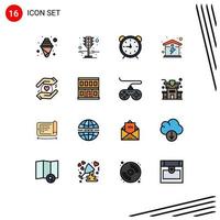 16 Creative Icons Modern Signs and Symbols of business house clock home watch Editable Creative Vector Design Elements