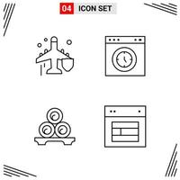 4 iconos estilo de línea cuadrícula basada en símbolos de contorno creativo para el diseño de sitios web signos de icono de línea simple aislados en fondo blanco 4 conjunto de iconos vector