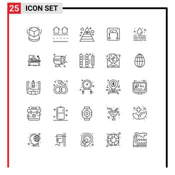 conjunto moderno de 25 líneas y símbolos como residencias de pesaje de agua escala triángulo elementos de diseño vectorial editables vector