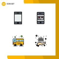 Modern Set of 4 Filledline Flat Colors Pictograph of device public bank payment asset Editable Vector Design Elements