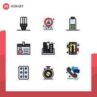 9 iconos creativos signos y símbolos modernos de identificación de la industria tarjeta de identificación de batería elementos de diseño vectorial editables vector