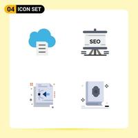 4 Flat Icon concept for Websites Mobile and Apps cloud design presentation analytics file Editable Vector Design Elements