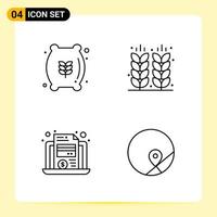 4 Creative Icons for Modern website design and responsive mobile apps 4 Outline Symbols Signs on White Background 4 Icon Pack vector