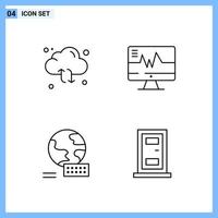 4 Icons Line style Creative Outline Symbols Black Line Icon Sign Isolated on White Background vector