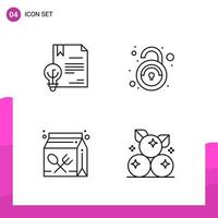 Outline Icon set Pack of 4 Line Icons isolated on White Background for responsive Website Design Print and Mobile Applications vector