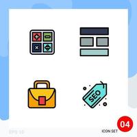 4 iconos creativos signos y símbolos modernos de la imagen de la fórmula del trabajador de regreso a la escuela elementos de diseño vectorial editables globales vector