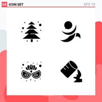 Collection of 4 Vector Icons in solid style Modern Glyph Symbols for Web and Mobile Solid Icon Sign Isolated on White Background 4 Icons