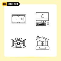 4 Creative Icons for Modern website design and responsive mobile apps 4 Outline Symbols Signs on White Background 4 Icon Pack vector