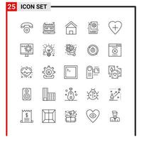 25 General Icons for website design print and mobile apps 25 Outline Symbols Signs Isolated on White Background 25 Icon Pack vector