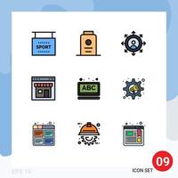 Group of 9 Filledline Flat Colors Signs and Symbols for learning shop career page interface Editable Vector Design Elements