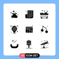 Mobile Interface Solid Glyph Set of 9 Pictograms of planning illustration doctor designing artwork Editable Vector Design Elements