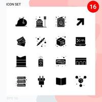 Vector Pack of 16 Icons in Solid Style Creative Glyph Pack isolated on White Background for Web and Mobile