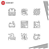 Set of 9 Vector Outlines on Grid for flags congress project goal text web Editable Vector Design Elements