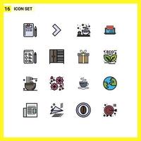 16 iconos creativos signos y símbolos modernos de placa social de trabajo diálogo en línea elementos de diseño de vectores creativos editables