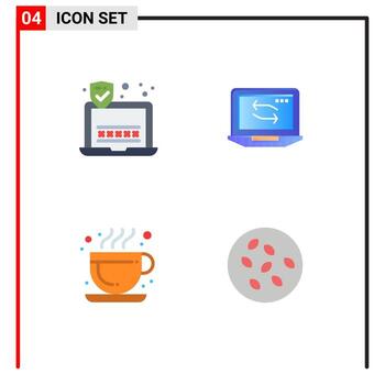 paquete de iconos de vector de stock de 4 signos y símbolos de línea para contraseña café caliente hardware de computadora sésamo elementos de diseño de vector editables