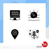 Modern Pack of 4 Icons Solid Glyph Symbols isolated on White Backgound for Website designing vector