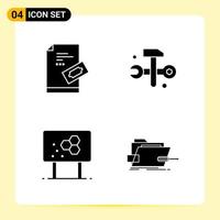 4 Creative Icons for Modern website design and responsive mobile apps 4 Glyph Symbols Signs on White Background 4 Icon Pack vector