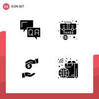 Group of 4 Modern Solid Glyphs Set for answer bribe information baggage bureaucracy Editable Vector Design Elements