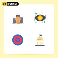 Mobile Interface Flat Icon Set of 4 Pictograms of crown holiday monarchy eye independence day Editable Vector Design Elements