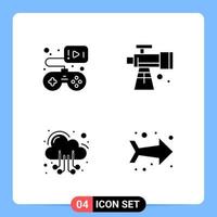 4 Solid Black Icon Pack Glyph Symbols for Mobile Apps isolated on white background 4 Icons Set vector